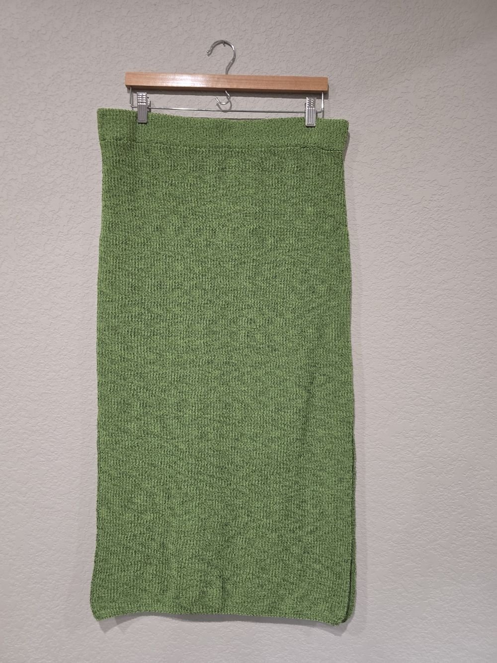 Mango Green Knit Midi Pencil Skirt